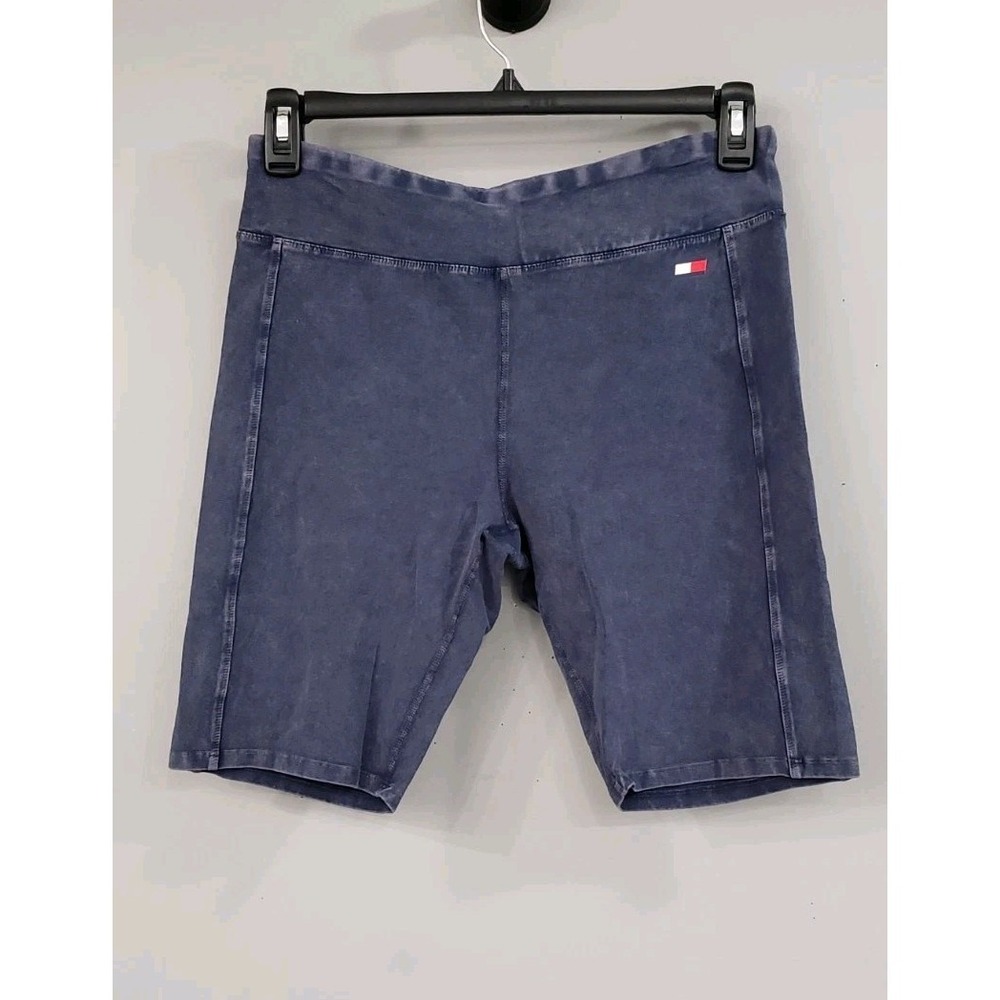 NEW TOMMY HILFIGER High Rise Jersey Leggings Shorts Biker BLUE XL WORKOUT GYM